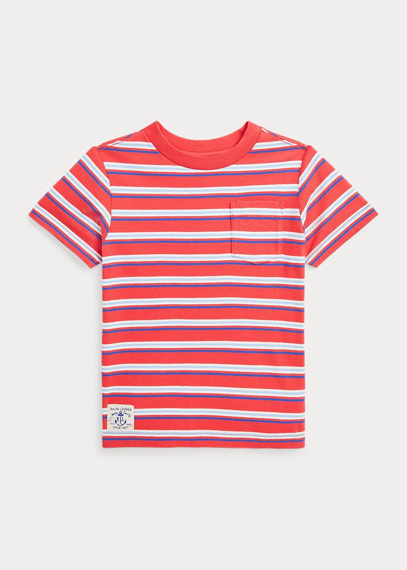 Camiseta Ralph Lauren Niño 1.5-6 Años Striped Cotton Jersey Pocket Chile Rojas ASTQC-6528